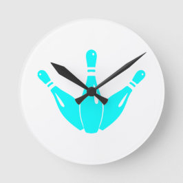 Reloj Redondo Mediano Tres Bolos Aqua Azul