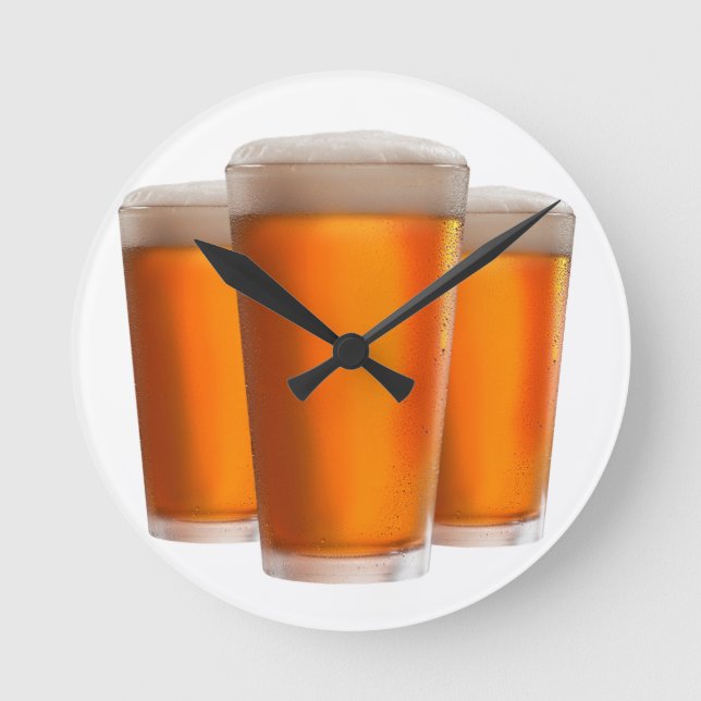 Reloj Redondo Mediano Tres cervezas (Anverso)