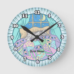Reloj Redondo Mediano Tres gatitos duermen