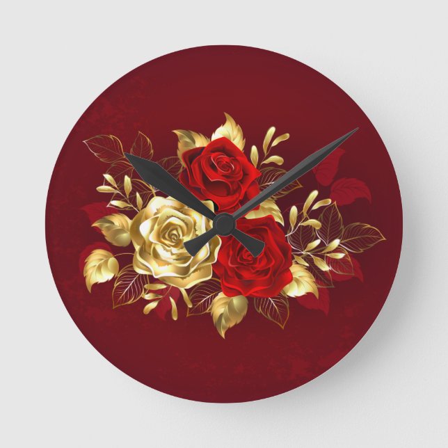 Reloj Redondo Mediano Tres Rosas Joyas (Anverso)