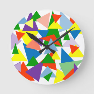 Reloj Redondo Mediano Triángulos aleatorios
