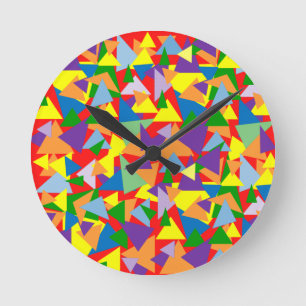 Reloj Redondo Mediano Triángulos coloridos