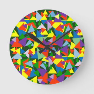 Reloj Redondo Mediano Triángulos coloridos al azar