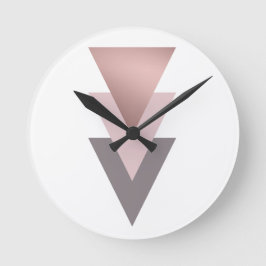 Reloj Redondo Mediano triángulos geométricos de rosa claro y elegante