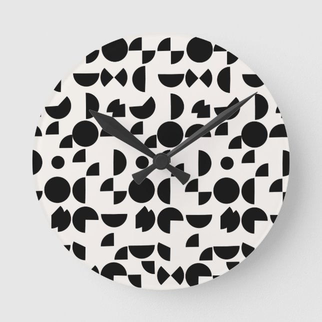 Reloj Redondo Mediano Tribal geométrica elegante y blanco moderno (Anverso)