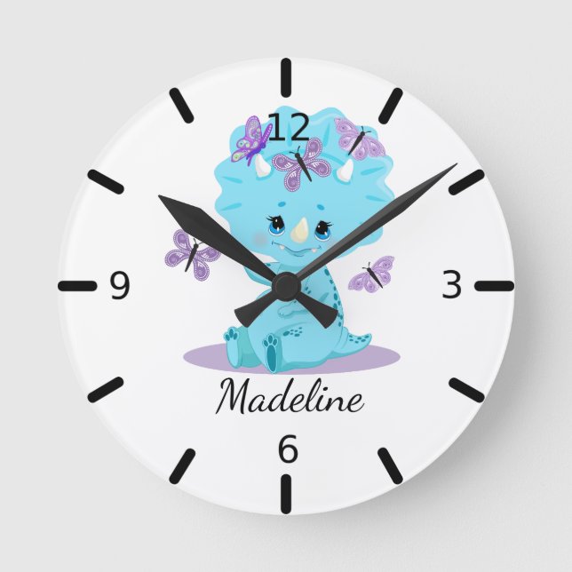 Reloj Redondo Mediano Triceratops - Dinosaurio (Anverso)