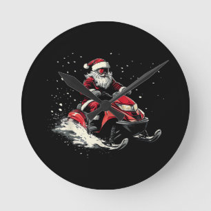 Reloj Redondo Mediano Trineo Motorizado de Motos de Nieve Divertido Navi