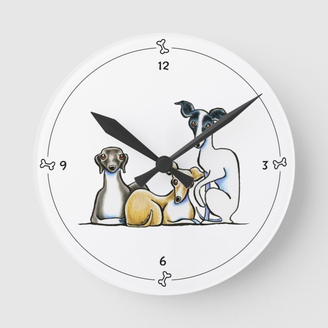 Reloj Redondo Mediano Trio de Greyhound italiano (Anverso)