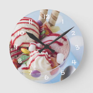 Reloj Redondo Mediano Trío del helado y del helado dulce