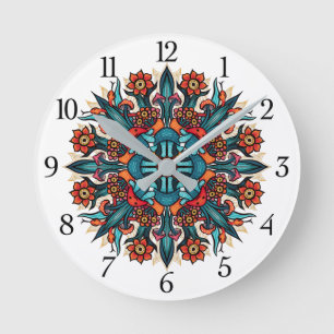 Reloj Redondo Mediano Trippy hippie psicodélico groovy mandala