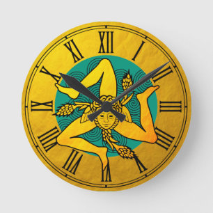 Reloj Redondo Mediano Triskelion dorado & onda de triple espiral / vinta