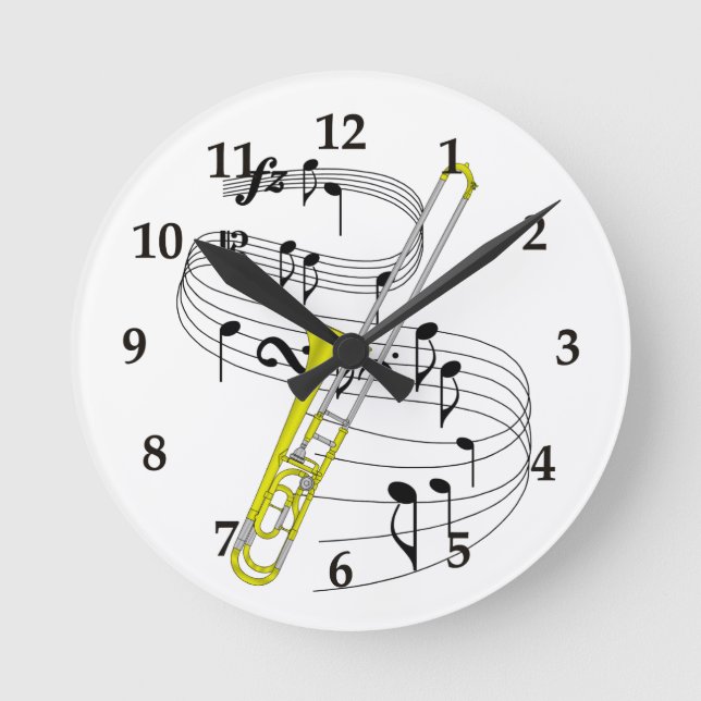 Reloj Redondo Mediano Trombone (Anverso)