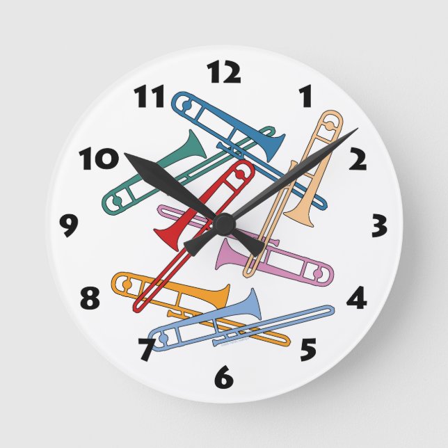 Reloj Redondo Mediano Trombone colorido (Anverso)