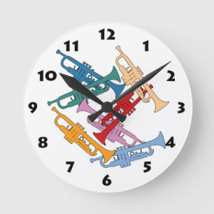 Reloj Redondo Mediano Trompeta colorida