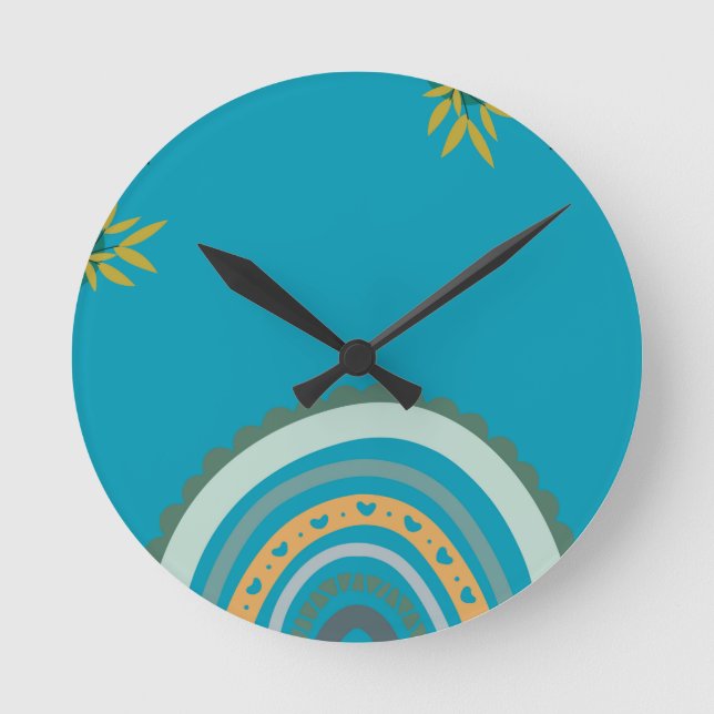 Reloj Redondo Mediano Tropical blue teal  (Anverso)