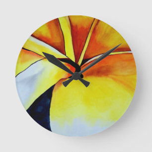 Reloj Redondo Mediano Tropical Frangipani flower watercolor abstract art