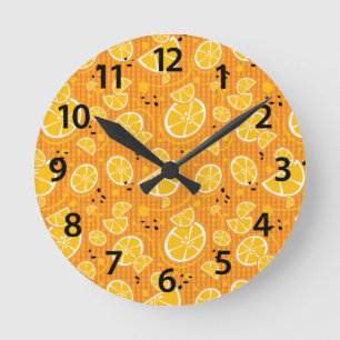 Reloj Redondo Mediano Tropical Naranja Slices Bodas Citrus Fruta de vera