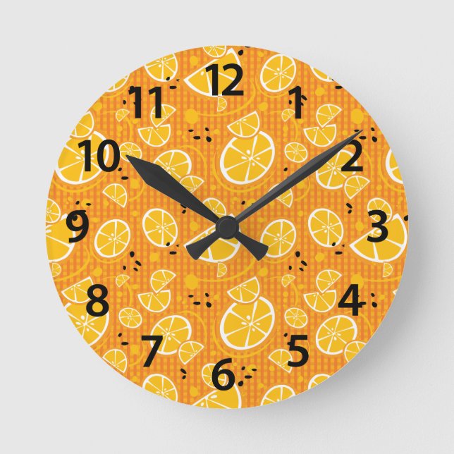 Reloj Redondo Mediano Tropical Naranja Slices Bodas Citrus Fruta de vera (Anverso)
