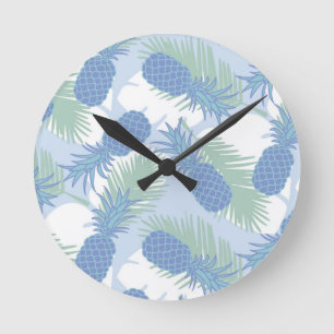 Reloj Redondo Mediano Tropical Pastel Pineapple Pattern