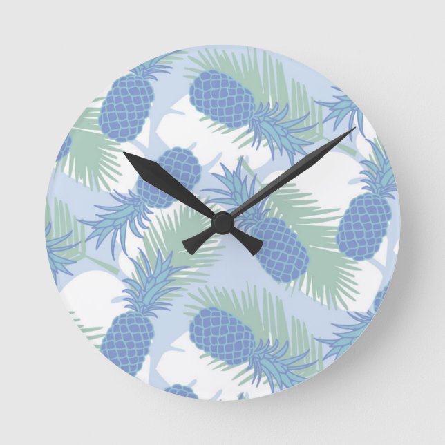 Reloj Redondo Mediano Tropical Pastel Pineapple Pattern (Anverso)