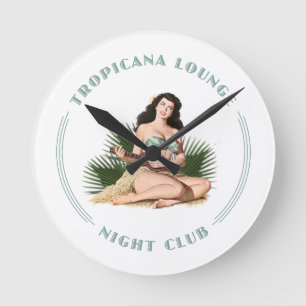 Reloj Redondo Mediano Tropicana Night Club 1 Tropicana Lounge Hula Chica
