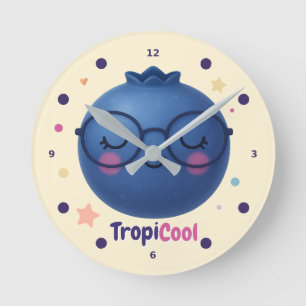 Reloj Redondo Mediano TropiCool Blueberry - Cute Kawaii Fruit Wall Clock