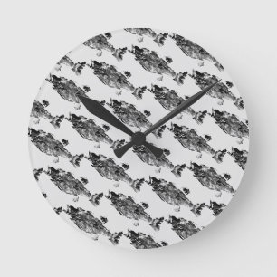 Reloj Redondo Mediano Trucha, bajo y crappie tres    favoritos de peces