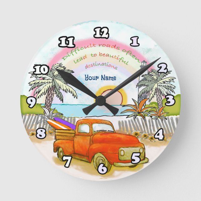 Reloj Redondo Mediano Truck Surfer lighthouse   clock (Anverso)