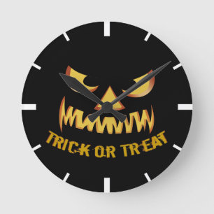 Reloj Redondo Mediano Truco o trato con cara de calabaza