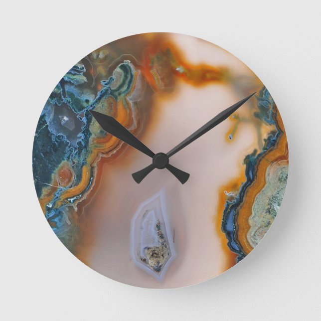 Reloj Redondo Mediano Trullo y ágata translúcidos del moho (Anverso)