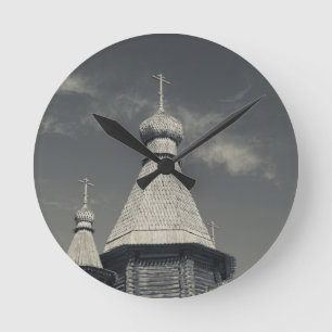 Reloj Redondo Mediano Ttraditional wooden Russian Orthodox church