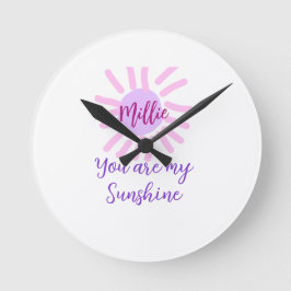 Reloj Redondo Mediano tú eres mi brillo color púrpura rosa pastel sol ra