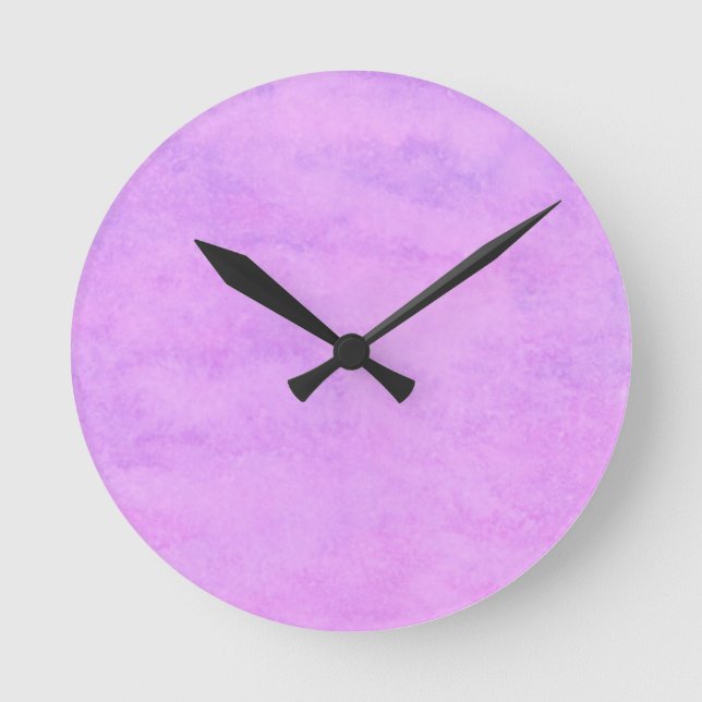 Reloj Redondo Mediano tu texto púrpura rosa fondo (Anverso)