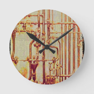 Reloj Redondo Mediano Tubos estilizados de pared antigua