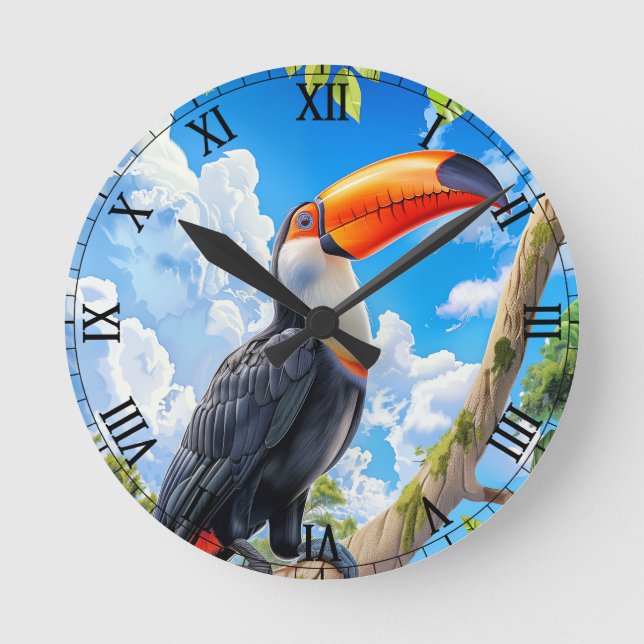 Reloj Redondo Mediano Tucán toco (Anverso)