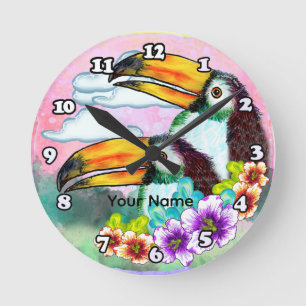 Reloj Redondo Mediano Tucanes Tropicales 