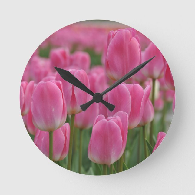 Reloj Redondo Mediano Tuercas de primavera rosada (Anverso)
