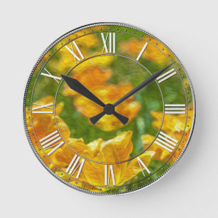 Reloj Redondo Mediano Tulipanes pintados