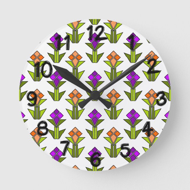 Reloj Redondo Mediano Tulipanos (Anverso)