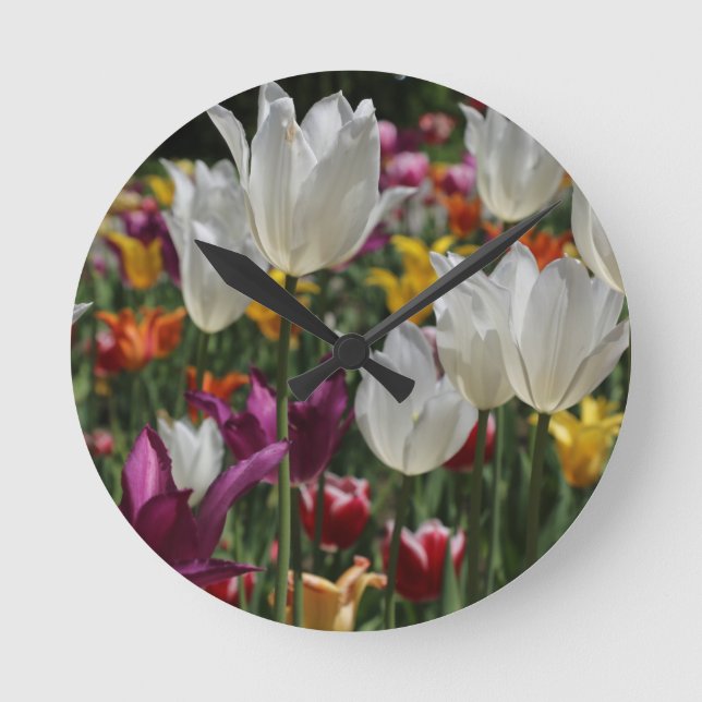 Reloj Redondo Mediano Tulipanos (Anverso)