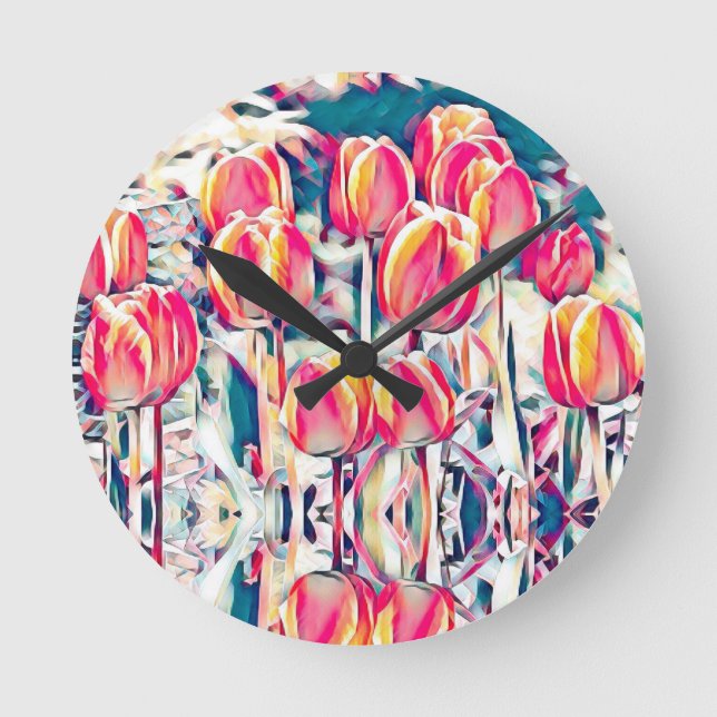 Reloj Redondo Mediano Tulipanos (Anverso)