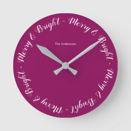 Reloj Redondo Mediano Turquesa Alegre y Brillante Navidad Simple Festiva