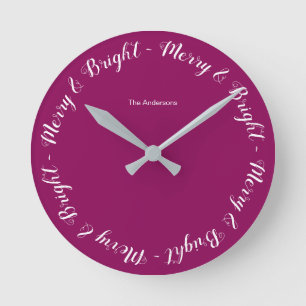 Reloj Redondo Mediano Turquesa Alegre y Brillante Navidad Simple Festiva