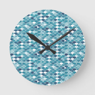 Reloj Redondo Mediano Turquesa Moderna y Floral Silvestre de Azul Real