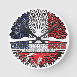 Reloj Redondo Mediano Turquía Bandera de árboles de Francia turca france