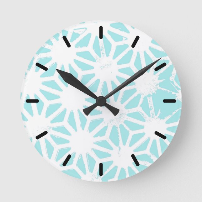 Reloj Redondo Mediano Turquoise geometric pattern (Anverso)