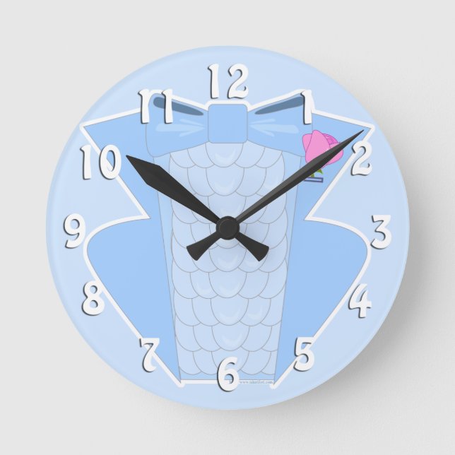 Reloj Redondo Mediano Tuxedo Rufled en Polvo (Anverso)