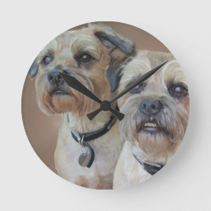 Reloj Redondo Mediano Two Border terriers
