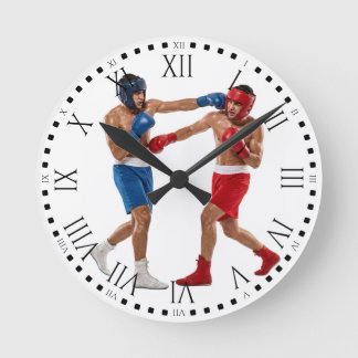 Reloj Redondo Mediano Two Boxers Sparring Match Boxing Gym Decor