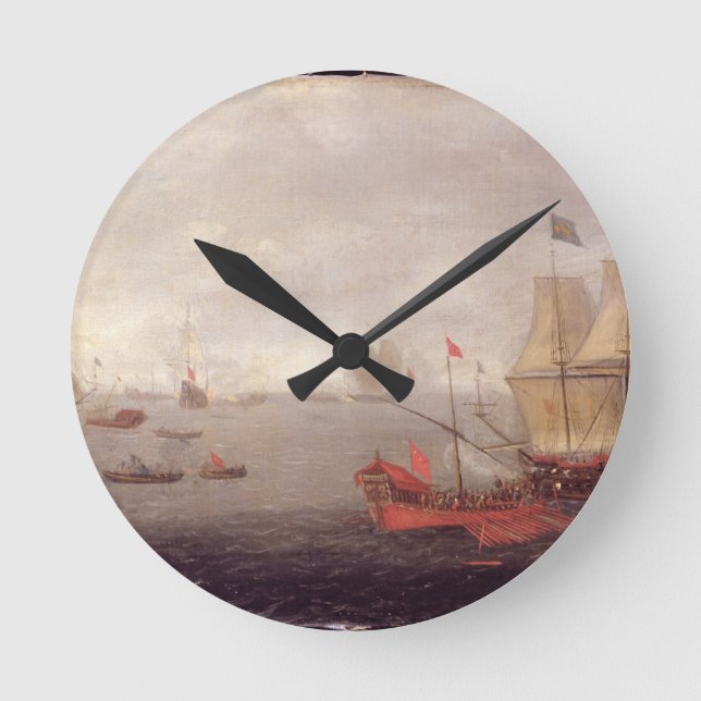 Reloj Redondo Mediano Two Dutch Men o'War Accompanied by Ottoman State B (Anverso)